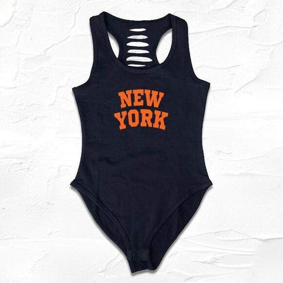 Hand Crafted Tops - Womens Handmade New York Baseball Bodysuit, New York Womens wear Gift Ideas, OMG